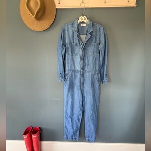 Madewell Denim Coverall Jumpsuit cotton linen blend Blue sz large